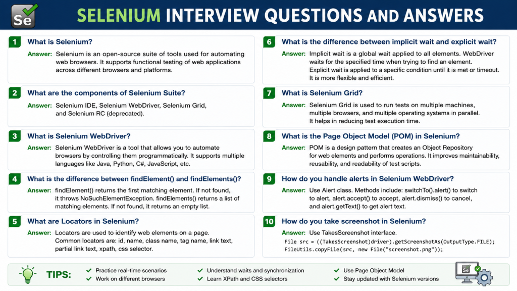 selenium interview questions and answers